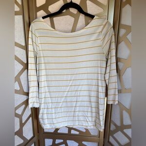 Garnet Hill Yellow and White Striped Tee